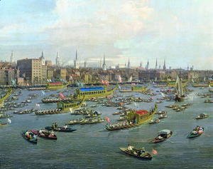The River Thames with St. Paul's Cathedral on Lord Mayor's Day, detail of the boats, c.1747-48