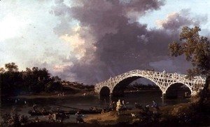 (Giovanni Antonio Canal) Canaletto - Old Walton Bridge over the Thames, 1754
