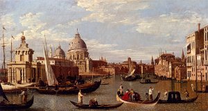 View Of The Grand Canal And Santa Maria Della Salute With Boats And Figures In The Foreground, Venice