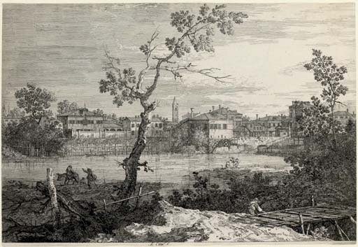 View of a Town on a River Bank