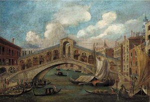 Vessels before the Rialto Bridge, Venice