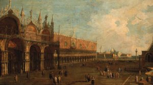 The Doge's Palace, Venice, and the Molo, looking west towards the Punta della Dogana and the Church of Santa Maria della Salute