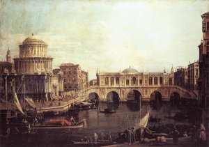 Capriccio   The Grand Canal, with an Imaginary Rialto Bridge and Other Buildings 1740s