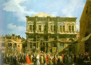 Venice- The Feast Day of St. Roch (The Doge Visiting the Church and the Scuola di San Rocco) 1735