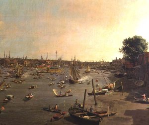 The River Thames with St. Paul's Cathedral on Lord Mayor's Day, detail of the boats, c.1747-48