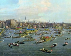 The River Thames with St. Paul's Cathedral on Lord Mayor's Day, detail of St. Paul's Cathedral, c.1747-48