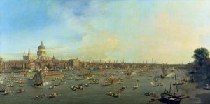 The River Thames with St. Paul's Cathedral on Lord Mayor's Day, detail of St. Paul's Cathedral, c.1747-48