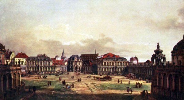 View of Dresden, Zwingerhof in Dresden, from the fortress