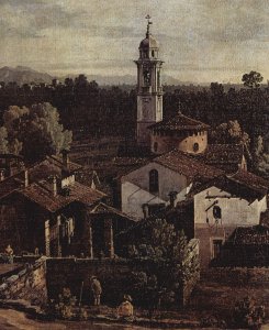 The village Gazzada viewed from southeast to the Villa Melzi d'Eril, detail