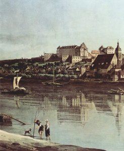 View from Pirna, Pirna from the south side of view, with fortifications and Upper (gate), and sun-stone fortress, de