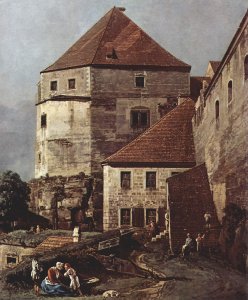 View from Pirna, with fortifications and Upper (gate), and sun-stone fortress, detail