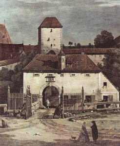 View from Pirna, with fortifications and Upper (gate), and sun-stone fortress, detail