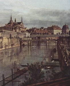 View of Dresden, the ancient moat of the kennel, the Orangerie, detail