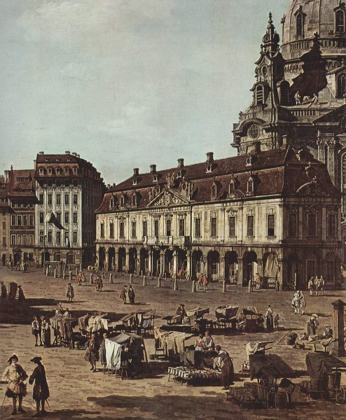 View of Dresden, the Neumarkt Moritz of the road, detail