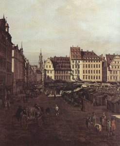 View of Dresden, the Neumarkt Moritz of the road, detail