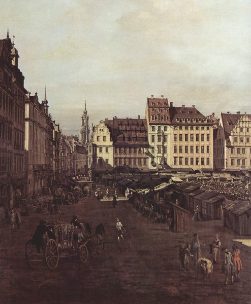 View of Dresden, The Old Market Square from the Seegasse, detail